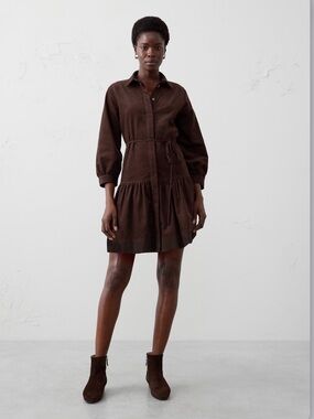 NEW BANANA REPUBLIC SZ SM CORDUROY MINI DRESS BROWN